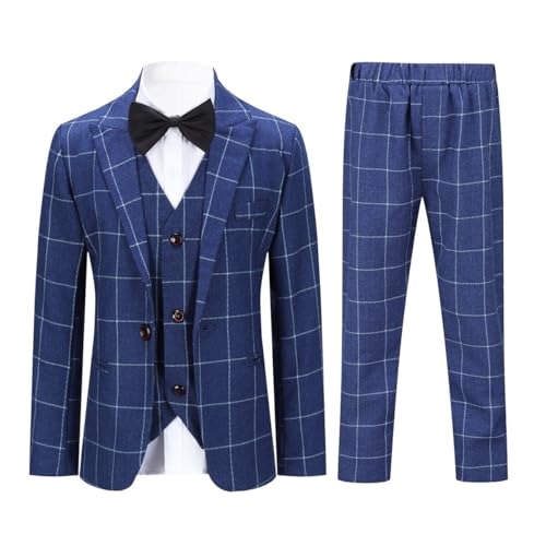 SWOTGdoby Boys Plaid Blazer Casual Lightweight One Button Plaid Suit Jackets Dress School Sport Coats Blue