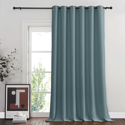 NICETOWN Greyish Blue Sliding Door Curtain for Bedroom, Blackout Patio Door Curtain Room Divider Privacy Thermal Grommet Window Treatment for Living Room, 1 Panel, W80 x L90