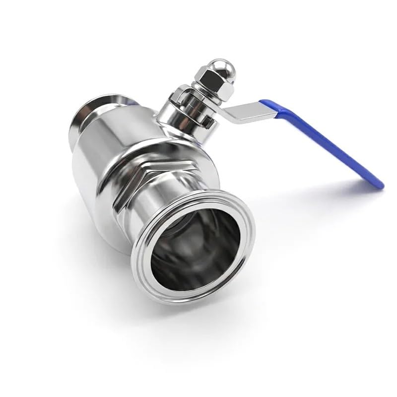 Válvula de bola sanitaria de triple abrazadera 304SS de 1/2" a 2" de puerto completo for alimentos y bebidas(45mm - Ferrule64)