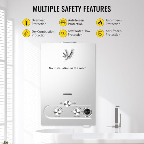 Image of Tankless Water Heater Propane Gas, Outdoor Portable Hot Water Heater Instant Water with Digital Temperature Display For Camping Bath (10L)