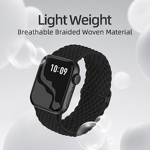 Image of 4 Pack Braided Stretchy Bands Compatible with Apple Watch 40mm 41mm 38mm 42mm 44mm 45mm 46mm 49mm Women Men, Breathable Nylon Elastic Daily Use Straps for iWatch Series 11 /10 9 8 7 6 5 4 3 SE /Ultra 2