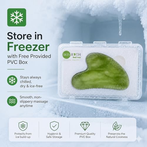 Image of Grade A+ Pure Jade Gua Sha Tool for Face Massage, Jawline Sculpting & Lymphatic Drainage, Natural Jade Stone, Premium Travel-Friendly Rigid Gift Box
