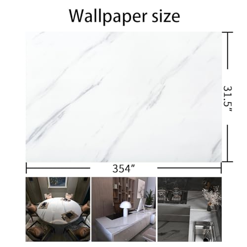 Image of Large White Marble Granite Wallpaper Peel Stick Countertops 31.5x354inch