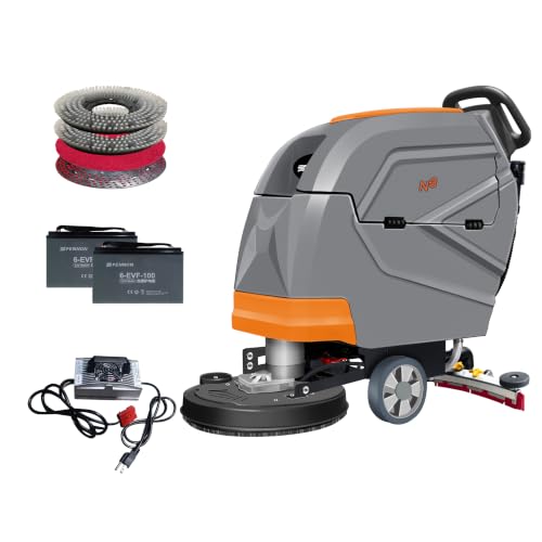Image of N3 20 inch Walk-Behind Floor Scrubber, 31 inch Squeegee,190 RPM | sturdy metal frame & Solid ABS; full kit with 2 brushes 2 rubber lips with 1 18 inch red pad Perfect for retail; epoxy floors