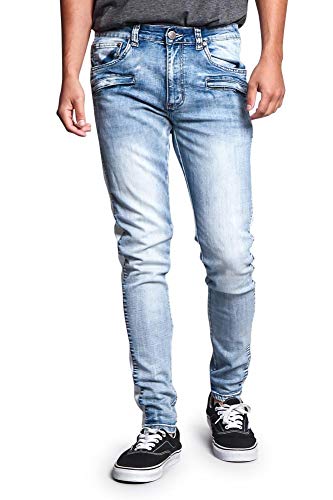 Men's Trackpant Style Skinny Jeans With Zipper Accent Dl1156 - Indigo - 38/32 - O7D #TOP1