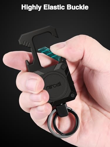 Image of Miroddi Keychain Tracker, Men's Key Chain Works with Find My(iOS Only), Heavy Duty Keychain Carabiner Bottle Opener, Car Key Chains with Finder, Anti-lost Keyrings Tracker, Rechargeable, Black
