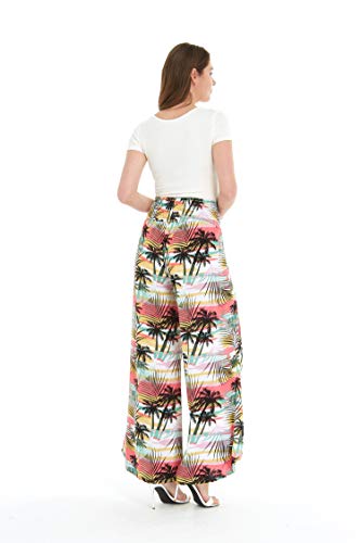 Lady High Slit Wide Leg Pants in Tropical Sunset2