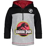 Jurassic Park Dinosaur Little Boys' Fleece Hoodie Pullover Sweatshirt w Zipper (Black/Grey, 5)