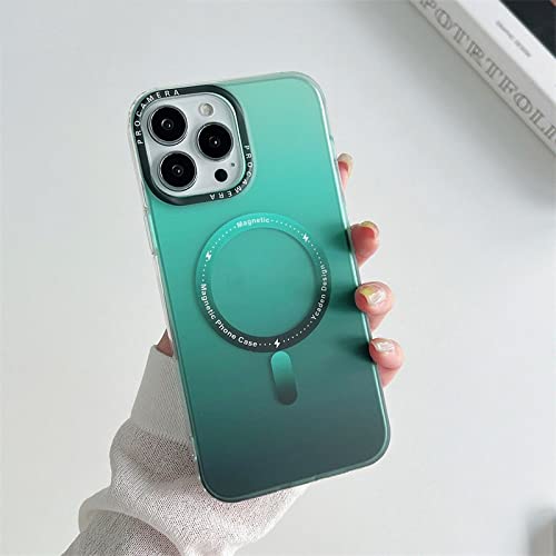 Étui de chargement magnétique sans fil pour iPhone 14 Plus acrylique vert coque rigide