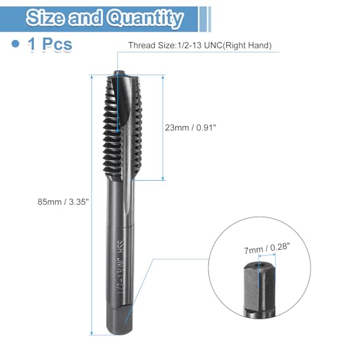QUARKZMAN Maschine Gewindebohrer Spitze 1/2-13 UNC Spitzengewindeschneider HSS6542 Universelle und Hochwertige Gewindebohrer Nitrierte Oberfläche Schwarz - 1 Stück