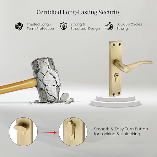 Image of LAPO Mortise Door Lock for Home Main Door & Bedroom with Handle | Heavy-Duty 60mm Cylinder | 45x45mm Body | 3 Brass Keys | Left-Right Fit 30-50mm Door Home Office Hotel | Antique Finish |CY-101