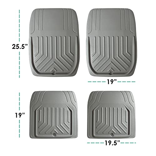 Image of FH Group Faux Leather Deep Dish Car Floor Mats - Trim-to-Fit, Universal Fit Full Set Automotive Floor Mats for Cars, SUVs & Trucks, Durable All-Weather Interior Protection, Gray