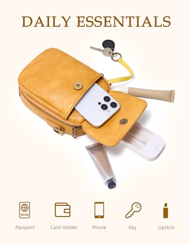 Image of Yarnic Small Crossbody Bag, Vegan Leather Cell Phone Purse for Women, Vintage Wallet Bag with Card Slots