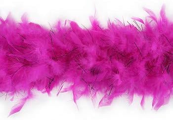 ZUCKER Chandelle Feather Boa - Turkey Feathers with Tinsel 6 Ft - Christmas Decorations - Vibrant Holiday Home Decor - Costume Cosplay Accessory - Shocking Pink/Black Lurex