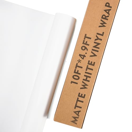Image of 10ft x 4.9ft Matte White Car Vinyl Wrap, Car Wrap Vinyl Roll for Cars Body Protection, Scratch Resistance with Air Release Technology (Matte White)