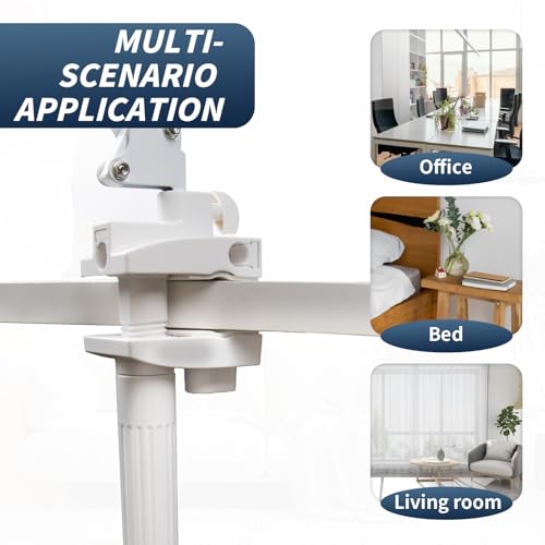 Faltbare Beamer Halterung für Bett, Desktop Projektorständer 360° Drehbare Projector Stand mit 1/4 Gewinde und C-Clip Verstellbarer Beamer Ständer für Heimkino Büro Spielzimmer, 1 Stück, Weiß