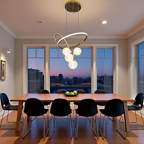 Image of LED Chandelier for Living Room, Hanging Lights for Dinging Table, Jhumar /Jhoomer for Home Decoration (Cool, Warm and Natural White) Golden Finish (CH47)