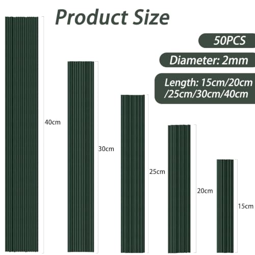 Material floral DIY de 50 tallos de alambre verde de 40cm para decoración en casa 6