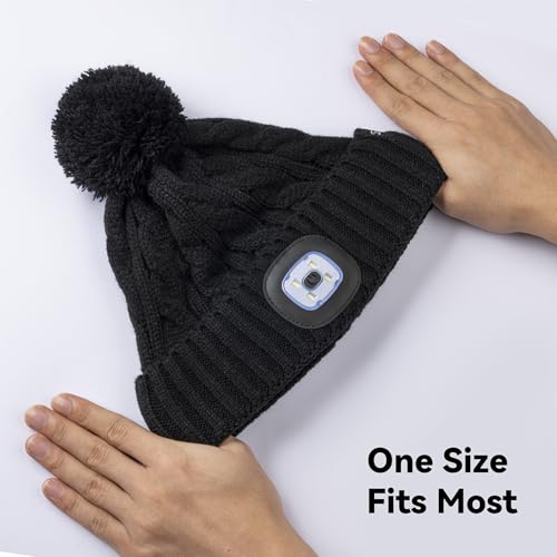 Etsfmoa Unisex Hat with Light for Kids,Winter Knitted Beanie,Gifts for Boys and Girls,Rechargeable Headlamp LED Cap3