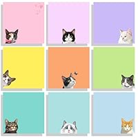 9 Pads Cute Sticky Notes Set, 3\" x 3\" Black Cat Self Stick Notepads, Funny Sticky Notes Set, Cat Stationery, Kawaii Adhesive Memo Pads, Cat Lover Gifts, Office Decor Desk Accessories, School Supplies