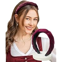 DIRNDLSTERN Geflochtener Trachten Haarreifen Damen - Haarschmuck Haarreif Dirndl Samt Oktoberfest Accessoires Burgunderrot