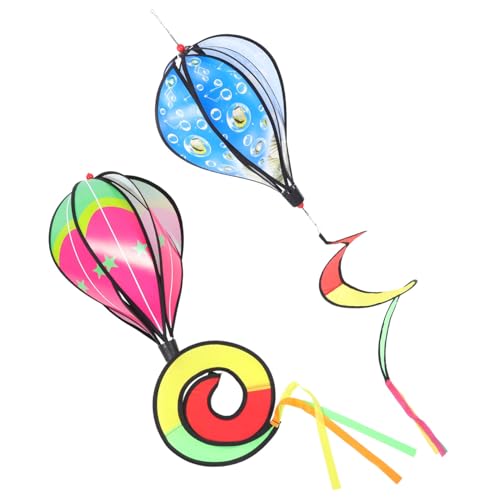 KESYOO 2Pcs Hot Air Balloon Wind Spinners Garden Pinwheels for Outdoor Decor Vibrant Rainbow Design Lightweight Hanging Decoration for Yards Patios and Kindergartens