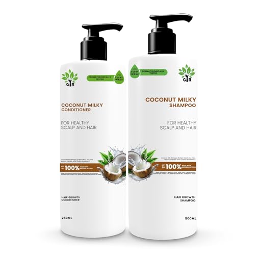 Image of GIR Coconut Milky Shampoo - 500 & Conditioner - 250ML Combo - Special Coconut & Milk Formula - for strength & shine Hair