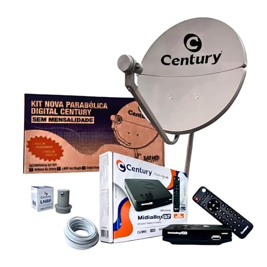 Kit Antena Parabólica c/Receptor Digital Century Midiabox B7 Sat Hd Regional
