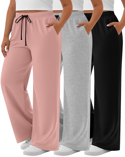 Pantalon de yoga grande taille Neer lot de 3 avec cordon et poches