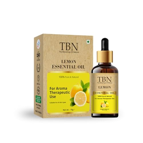 Image of TBN 100% Pure Lemon Essential Oil For Skin and Hair Care | Steam Distilled Lemon Fragrance Oil For Diffuser | Aromatherapy Diffuser Oil - 15 ml