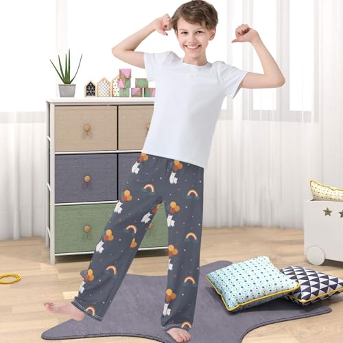 Boy's Pj Pants Llama Balloon Rainbow Star Lounge Bottoms Elastic Waist Kids Joggers with Pockets Size 6-144