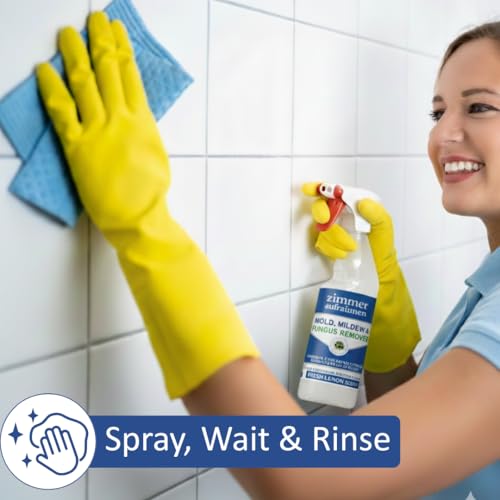 Image of Zimmer Aufraumen Mold, Mildew & Fungus Remover Spray 500 ml - Fast-Acting Kai (Algae /Moss) Cleaner for Bathrooms & Kitchens - Eliminates 99.9% Germs - Fresh Lemon Scent