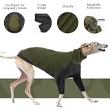 Windhund Pullover Galgo, Leichter Windhund Mantel Winter Windhund-Schlafanzug Hundejacke Dehnbarer Fleece Pullover mit Ärmel(Armeegrün, XL)