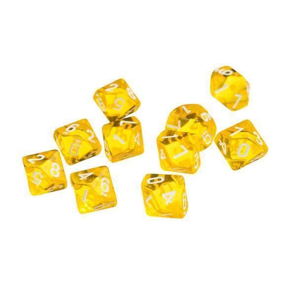 6xD10 Ten Sided Gem Dice for RPG Games 10Pcs Dice Yellow-image-19