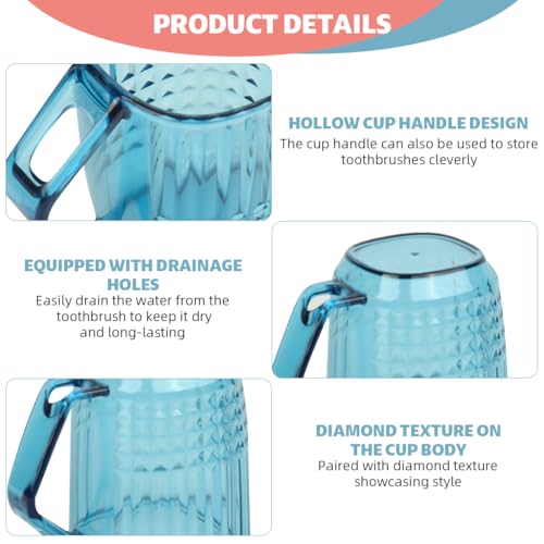 Image of HASTHIP 2-in-1 Mouthwash Cup with Toothbrush Holder - Inverted Drying Design, Tilted Upside-Down Cup for Quick Drainage, Stylish Hammered Pattern Clear Mouthwash Cups, Pack of 2