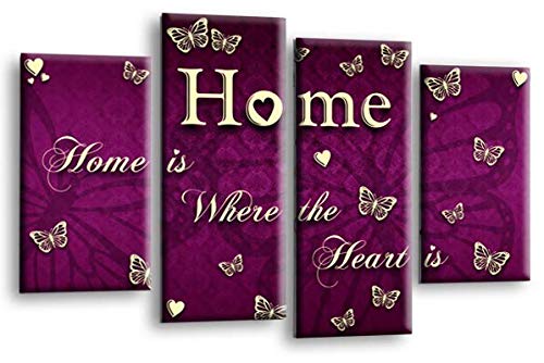 Le Reve Home Quote Wall Art Purple Grey Cream Canvas Love Picture Family Split Panel Print