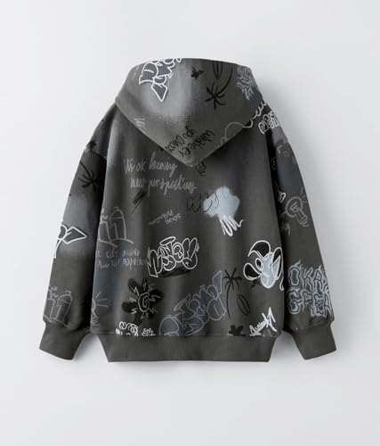 Image of Alan Jones Clothing Boys Oversize Hoodie with Graffiti Print | Full Sleeve Sweatshirt for Kids & Teens | Age 6-16 Years