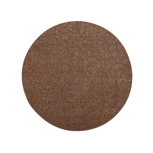 Bright House Solid Color Area Rugs Brown - 2' Round, Indoor, Stain & Fade Resistant, Perfect for Living Room, Bedroom, Dining Room, Entryway, Doorway, Pet & Kids Friendly Rug, Wedding, Made in USA