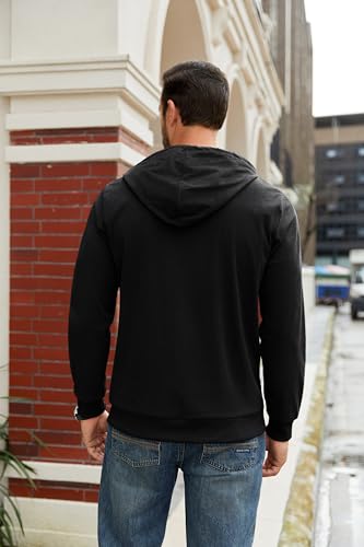 Coofandy Men'S Fashion Hooded Sweatshirt Casual Corduroy Long Sleeve Pullover Hoodies With Pocket Black Large thumb #2