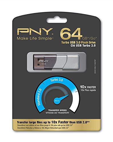 PNY 64 GB USB 3.0 Flash Drive Elite Turbo Attache 3 (pacote com cinco) Modelo P-FD64GTBOP-GE Pacote