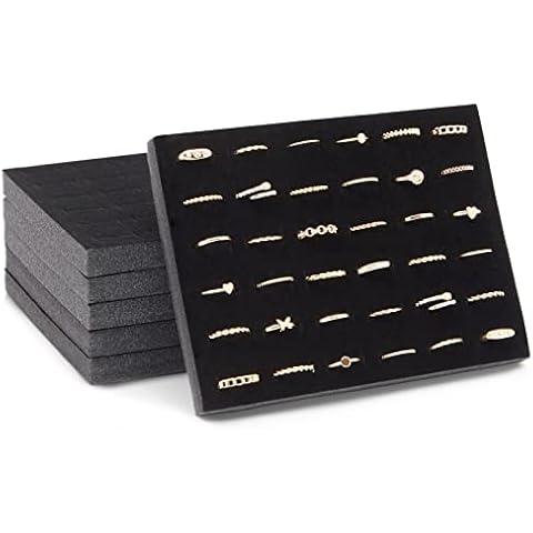Juvale Bandeja Exhibición Anillo Terciopelo Negro 6-Pack Cover