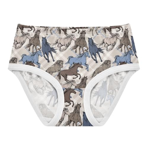 Little Girl Underwear Toddler Panties Kids Undies Horses Plaid Soft Cotton Briefs 2T-8Y