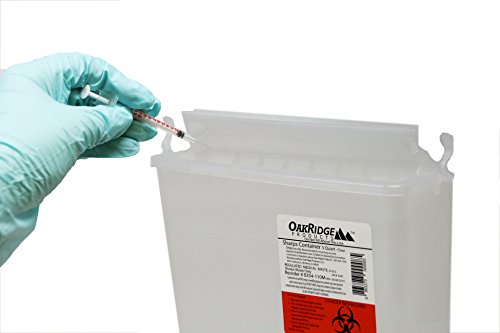 Oakridge Products 5 Quart Size (Pack 2) Sharps Container, Touchless Disposal #TOP4