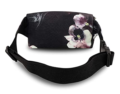 Image of 521s Small Fanny Pack Fashion Waist Bag Cute for Women, Floral, Black