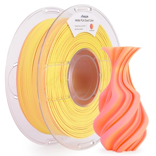 Image of AMOLEN Matte PLA 3D Printer Filament, Dual Color Peach Gold PLA Filament 1.75mm Smooth Finish Color Change 3D Printing Filament 1.75mm, 1KG /2.2lb