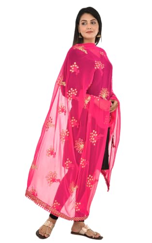 Image of YOUTHQUAKE Heavy Embroidered Work Chiffon Dupatta for Womens & Girls With Fancy Lace
