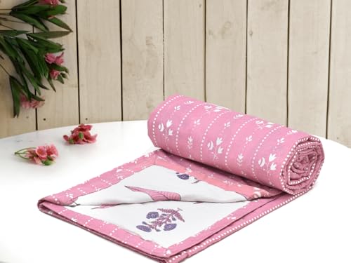Image of Amazon Brand - Umi Premium Cotton AC Blanket Dohar Single Bed 57x87 | 160 TC Three Layer Soft Comforter | Lightweight All Season Bedding Quilt