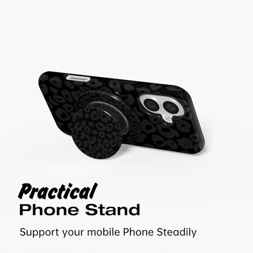 Coque rigide iPhone 16 imprimé guépard premium avec support magnétique