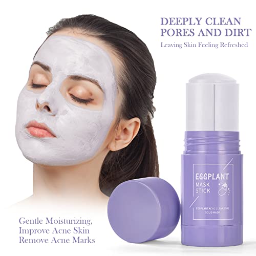 Green Mask Stick, 2 Stück Aubergine Grüner Tee Purifying Clay Maske,Befeuchtet und Kontrolliert Öl Grüntee Maske Mitesser Akne Entferner,Green Tea Mask für Deep Cleansing(Grüntee+Aubergine) – Bild 6