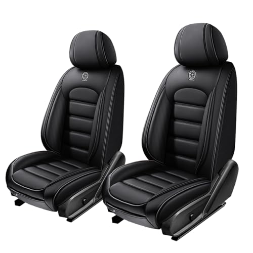 Image of 2 Seat Covers for Hyundai Santa Fe XL 2001-2024,Premium Nappa Leather Car Seat Covers Car Seat Cushions,Waterproof Soft Seat Covers for Cars,Interior Accessories with Airbag(Standard-Black)